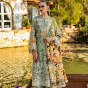 3 Pc Unstiched Fabric Lawn | Brand: ASIFA&NABEEL | Best Collection 2025